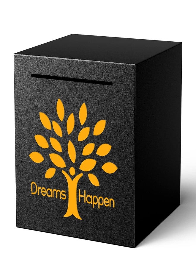 HCHANGEN Piggy Bank Must Break to Open, Stainless Steel Piggy Bank Creative Safe Bank for Real Money (Dreams Happen-Black, 4.72 inches) - Image 1
